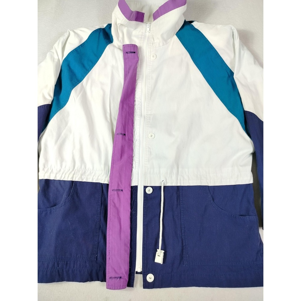 Vintage AT EASE Jacket Mens Large Multicolor Colorblock Windbreaker 80s‎ Retro - Picture 6 of 15